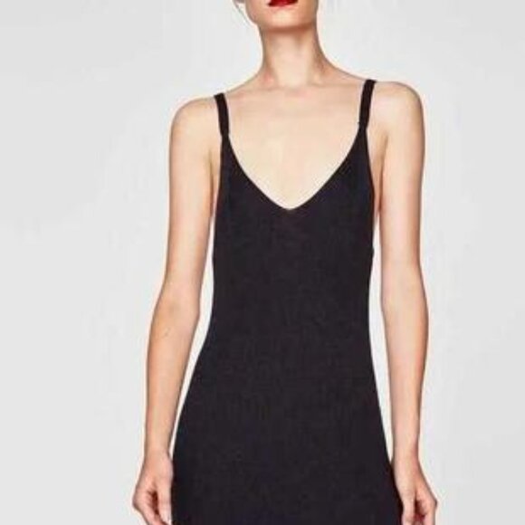 Zara Classic Cashmere Silk Blend Knit MaxiTank Dress with V Neck  - SZ M - Picture 9 of 11